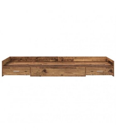 vidaXL Bed Frame with Drawer Old Wood 100 x 200 cm Engineered Wood