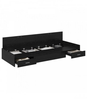 vidaXL Bed Frame with Drawer Black Oak 90 x 200 cm Engineered Wood