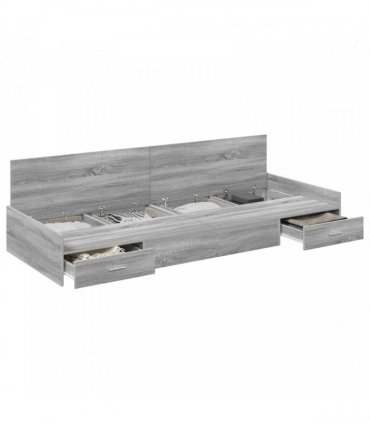 vidaXL Bed Frame with Drawer Grey Sonoma 90 x 200 cm Engineered Wood