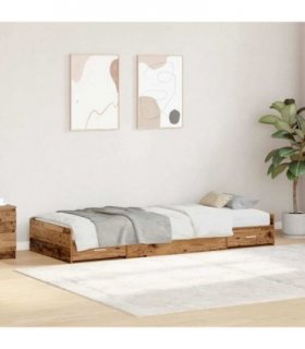 vidaXL Bed Frame with Drawer Old Wood 90 x 200 cm Engineered Wood