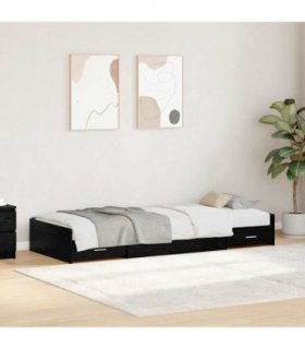 vidaXL Bed Frame with Drawer Black Oak 80 x 200 cm Engineered Wood