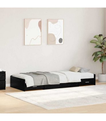 vidaXL Bed Frame with Drawer Black Oak 80 x 200 cm Engineered Wood