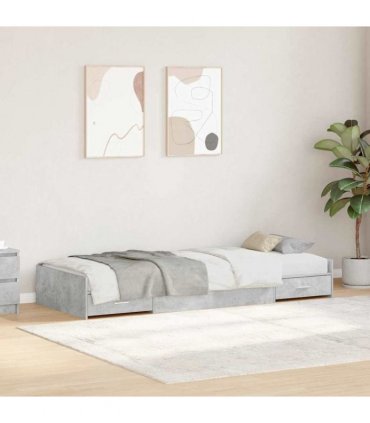 vidaXL Bed Frame with Drawer Concrete Grey 80 x 200 cm Engineered Wood