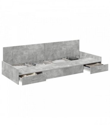 vidaXL Bed Frame with Drawer Concrete Grey 80 x 200 cm Engineered Wood