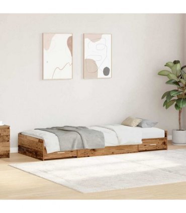 vidaXL Bed Frame with Drawer Old Wood 80 x 200 cm Engineered Wood