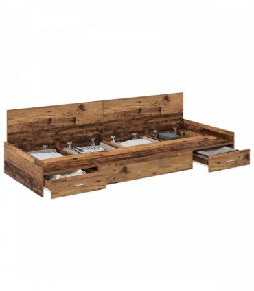 vidaXL Bed Frame with Drawer Old Wood 80 x 200 cm Engineered Wood