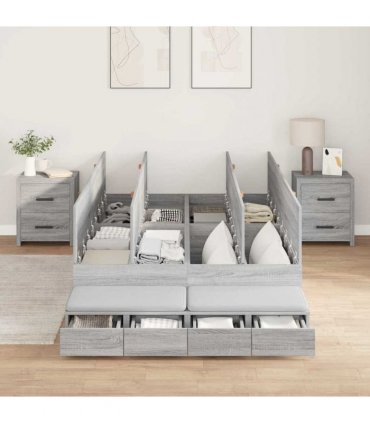 vidaXL Storage Bed Frame with Door Grey Sonoma 120 cm Engineered Wood