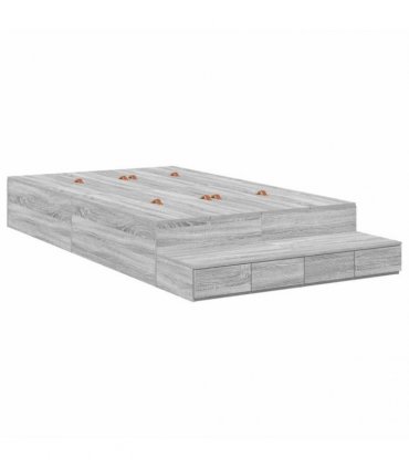 vidaXL Storage Bed Frame with Door Grey Sonoma 120 cm Engineered Wood