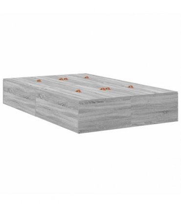 vidaXL Storage Bed Frame with Door Grey Sonoma 120 cm Engineered Wood