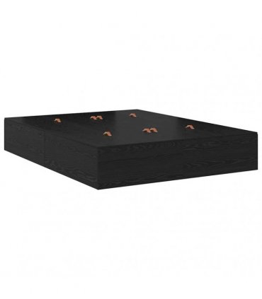 vidaXL Storage Bed Frame with Drawer Black Oak 140 cm Engineered Wood
