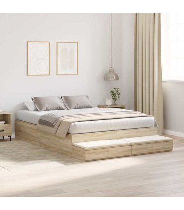 vidaXL Storage Bed Frame with Drawer Sonoma Oak 150 cm Engineered Wood