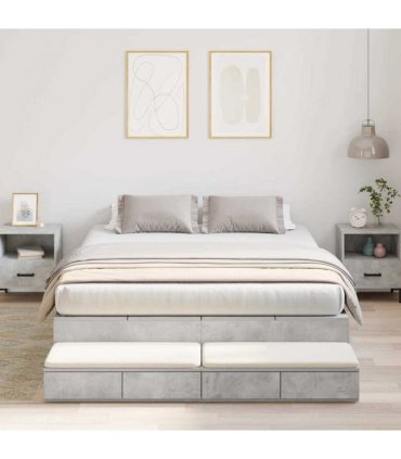 vidaXL Storage Bed Frame Concrete Grey 150 cm Engineered Wood