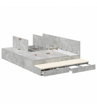 vidaXL Storage Bed Frame Concrete Grey 150 cm Engineered Wood