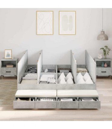 vidaXL Storage Bed Frame Concrete Grey 150 cm Engineered Wood