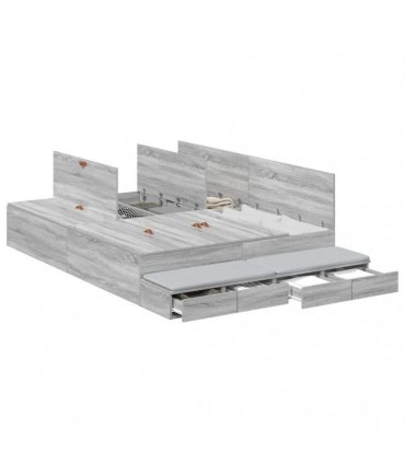 vidaXL Storage Bed Frame with Door Grey Sonoma 150 cm Engineered Wood