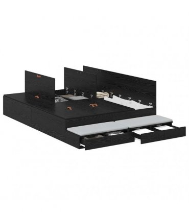vidaXL Storage Bed Frame with Drawer Black Oak 160 cm Engineered Wood