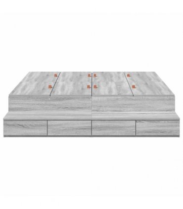 vidaXL Storage Bed Frame with Door Grey Sonoma 160 cm Engineered Wood