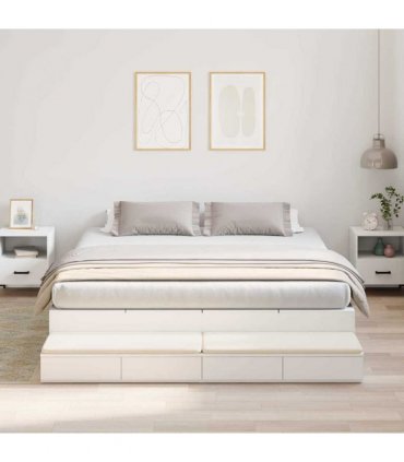 vidaXL Storage Bed Frame with Drawer White 180 cm Engineered Wood