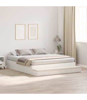 vidaXL Storage Bed Frame with Drawer White 180 cm Engineered Wood