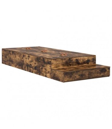 vidaXL Storage Bed Frame with Drawer Smoked Oak 75 cm Engineered Wood