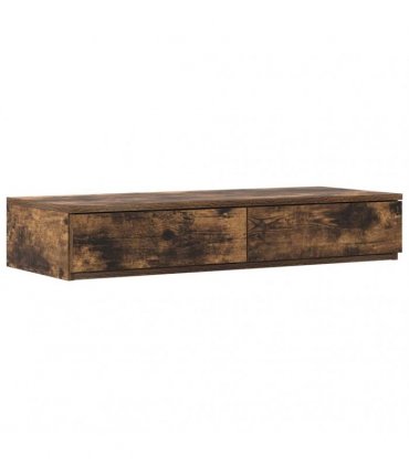 vidaXL Storage Bed Frame with Drawer Smoked Oak 75 cm Engineered Wood