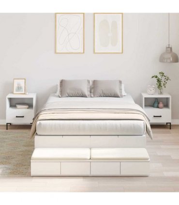 vidaXL Storage Bed Frame with Drawer White 120 cm Engineered Wood