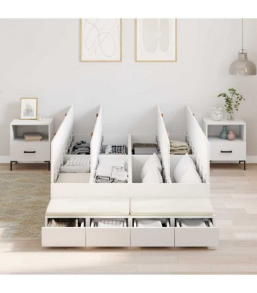 vidaXL Storage Bed Frame with Drawer White 120 cm Engineered Wood