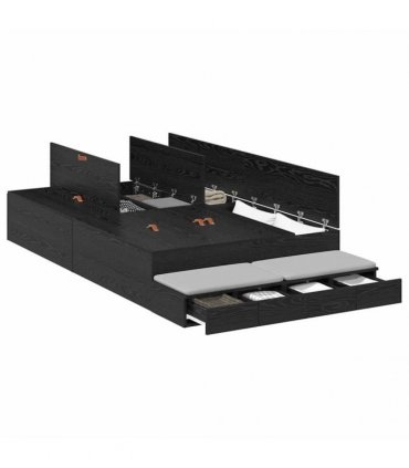 vidaXL Storage Bed Frame with Drawer Black Oak 120 cm Engineered Wood