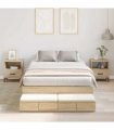 vidaXL Storage Bed Frame with Drawer Sonoma Oak 120 cm Engineered Wood