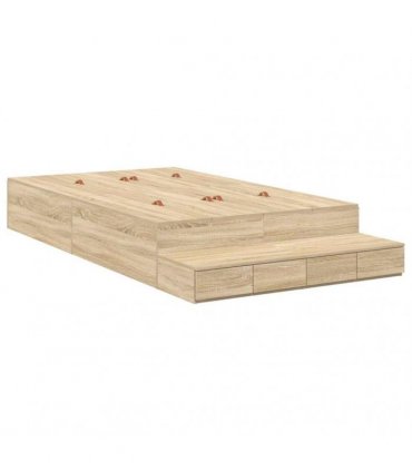 vidaXL Storage Bed Frame with Drawer Sonoma Oak 120 cm Engineered Wood