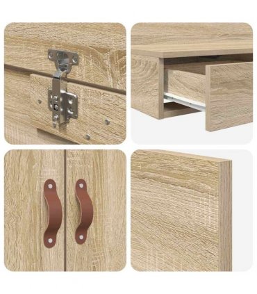 vidaXL Storage Bed Frame with Drawer Sonoma Oak 120 cm Engineered Wood