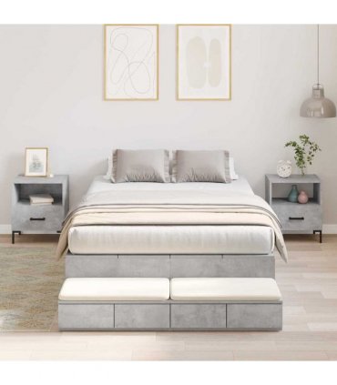vidaXL Storage Bed Frame Concrete Grey 120 cm Engineered Wood