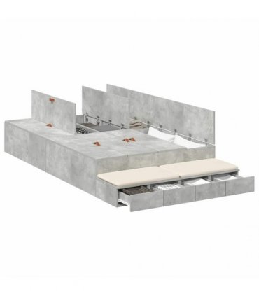 vidaXL Storage Bed Frame Concrete Grey 120 cm Engineered Wood