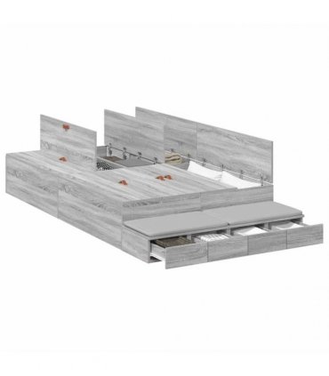 vidaXL Storage Bed Frame with Door Grey Sonoma 120 cm Engineered Wood