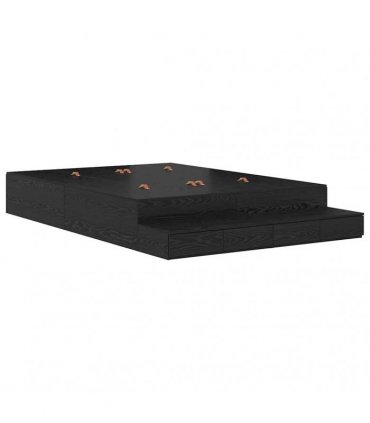 vidaXL Storage Bed Frame with Drawer Black Oak 140 cm Engineered Wood