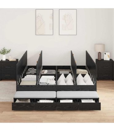 vidaXL Storage Bed Frame with Drawer Black Oak 140 cm Engineered Wood