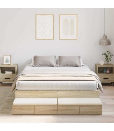 vidaXL Storage Bed Frame with Drawer Sonoma Oak 140 cm Engineered Wood