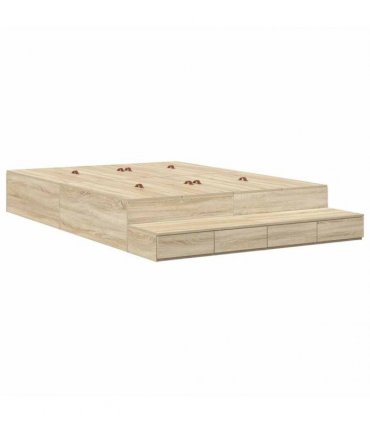 vidaXL Storage Bed Frame with Drawer Sonoma Oak 140 cm Engineered Wood