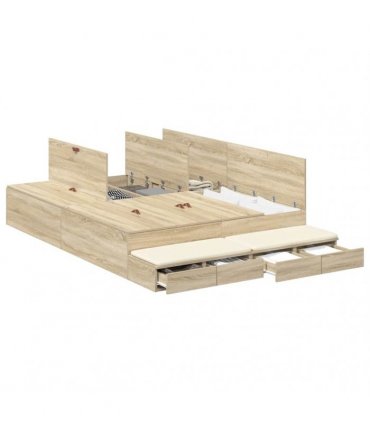 vidaXL Storage Bed Frame with Drawer Sonoma Oak 140 cm Engineered Wood