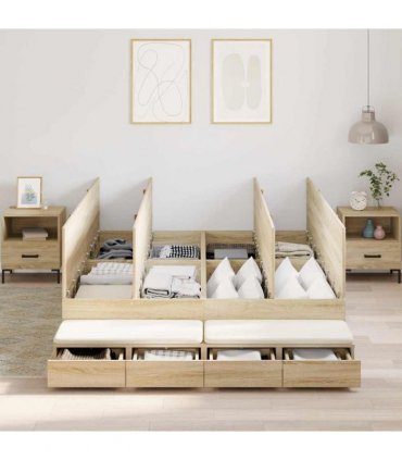 vidaXL Storage Bed Frame with Drawer Sonoma Oak 140 cm Engineered Wood