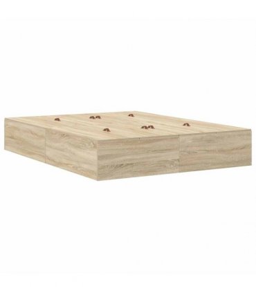vidaXL Storage Bed Frame with Drawer Sonoma Oak 140 cm Engineered Wood