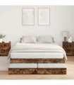 vidaXL Storage Bed Frame with Drawer Smoked Oak 140 cm Engineered Wood