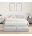 vidaXL Storage Bed Frame with Door Grey Sonoma 140 cm Engineered Wood
