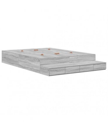 vidaXL Storage Bed Frame with Door Grey Sonoma 140 cm Engineered Wood
