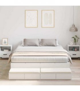 vidaXL Storage Bed Frame with Drawer White 135 cm Engineered Wood
