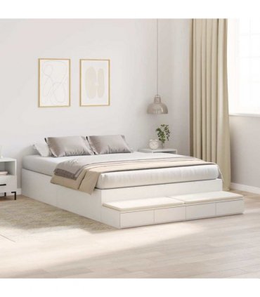 vidaXL Storage Bed Frame with Drawer White 135 cm Engineered Wood