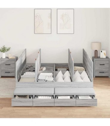 vidaXL Storage Bed Frame with Door Grey Sonoma 135 cm Engineered Wood