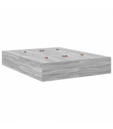 vidaXL Storage Bed Frame with Door Grey Sonoma 135 cm Engineered Wood