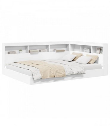 vidaXL Bookcase Bed with Shelf White 160 x 200 cm Engineered Wood