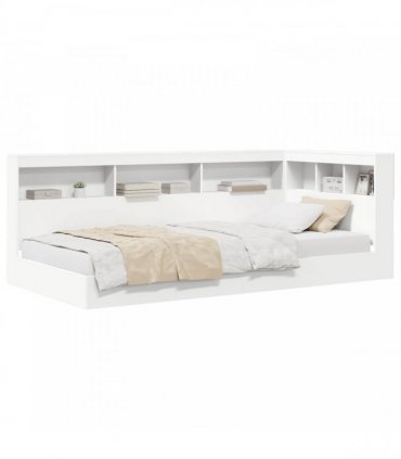 vidaXL Bookcase Bed with Shelf White 90 x 190 cm Engineered Wood